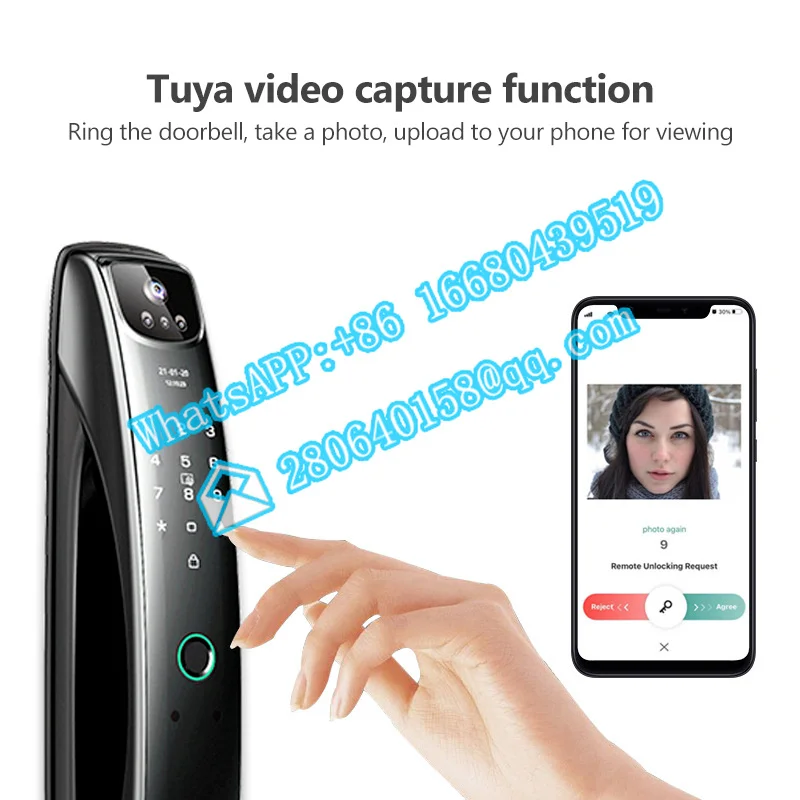 Fully automatic password fingerprint lock 3D face recognition smart  home anti-theft door