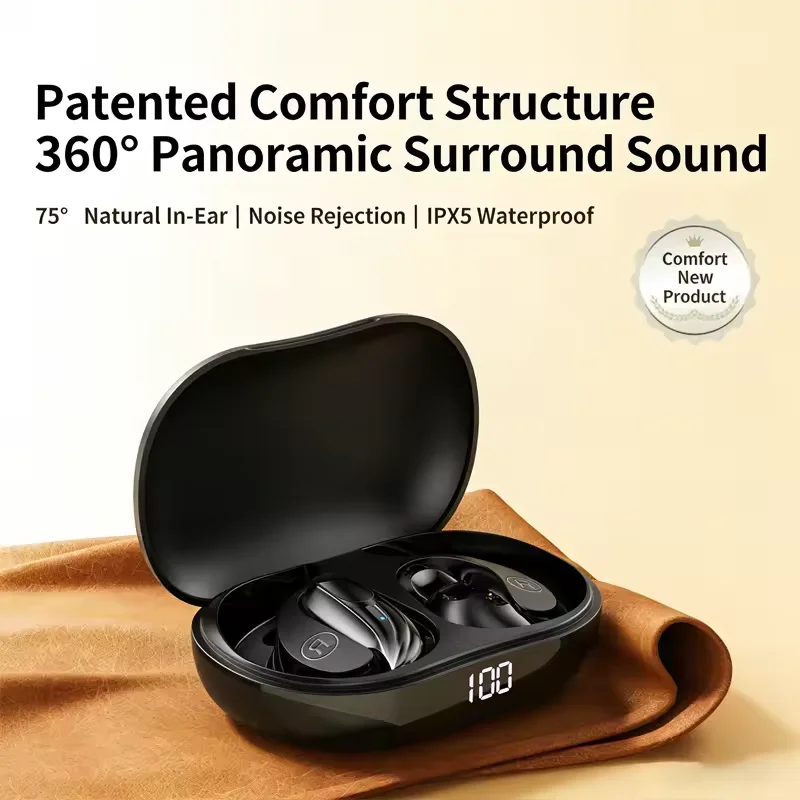 Cuffie Wireless Bluetooth 5.4 all'Ingrosso, Auricolari True Wireless con Microfono, Controllo a Pulsante, Riduzione del Rumore, Ganci per Orecchie, Impermeabili - immagine 3