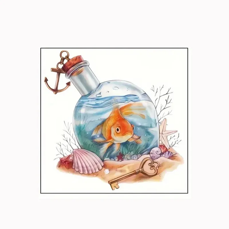 Goldfish Ship in a Bottle PVC Toilet Sticker Wall Stickers Toilet Stickers for Bathroom Toilet Decoration