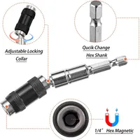 1pc Magnetic Screw Drill Tip, 1/4" Impact Tough Bit Holder With 20° Pivoting , Bendable Extender Quick Change Locking Rotating 2