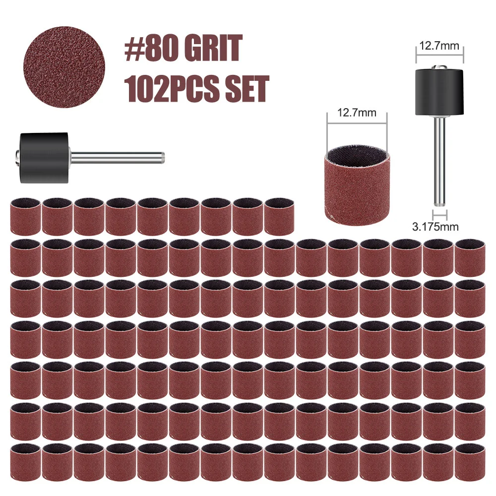 Kit De 242 Tambores De Lijado Para Dremel - 3 Granos (80/120/180) Con Mandriles Y Caja De Almacenamiento
