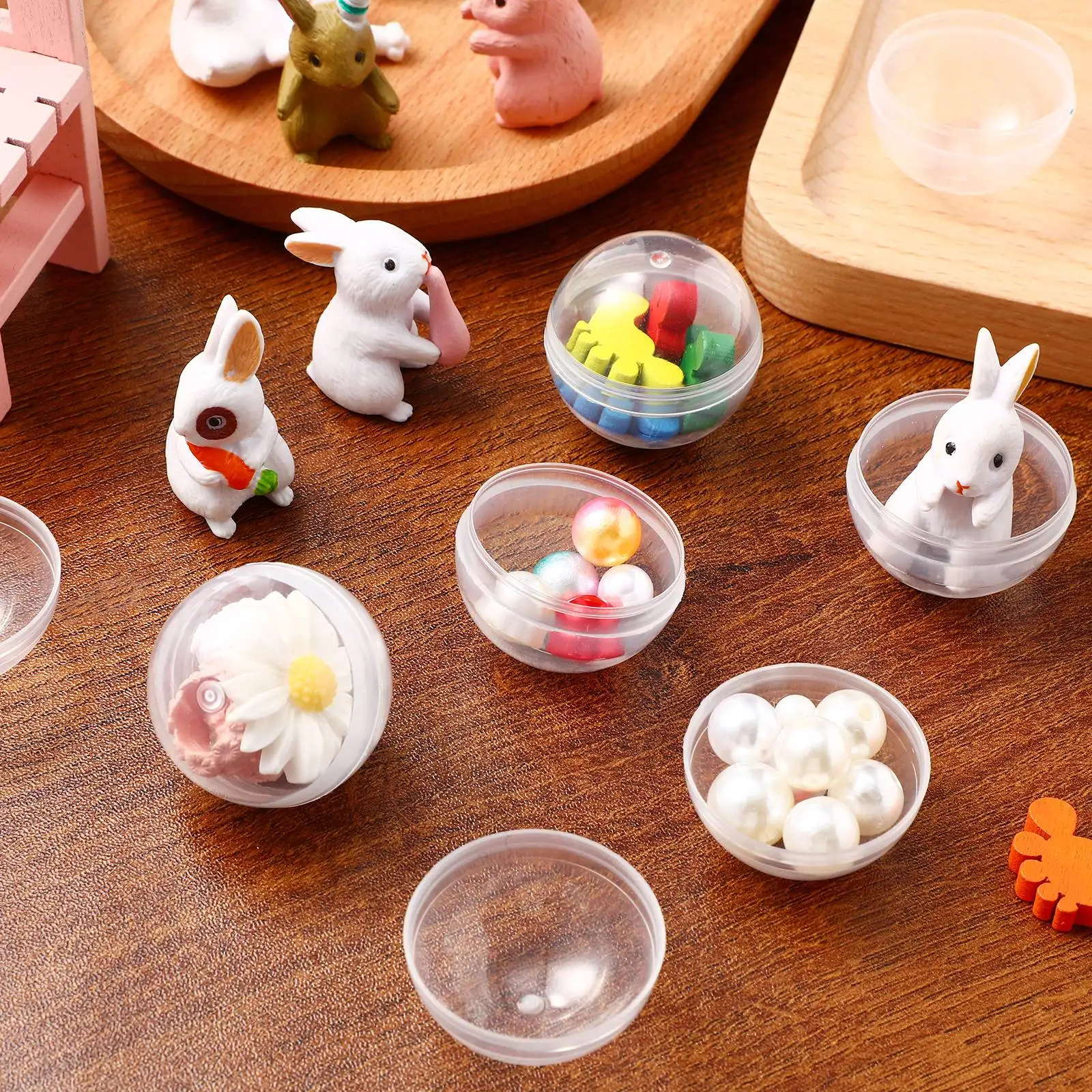 50 pcs Round Shell Lottery Balls Empty Clear Gumball Container Plastic Wrapping Multi-Function Fillable lottery balls container