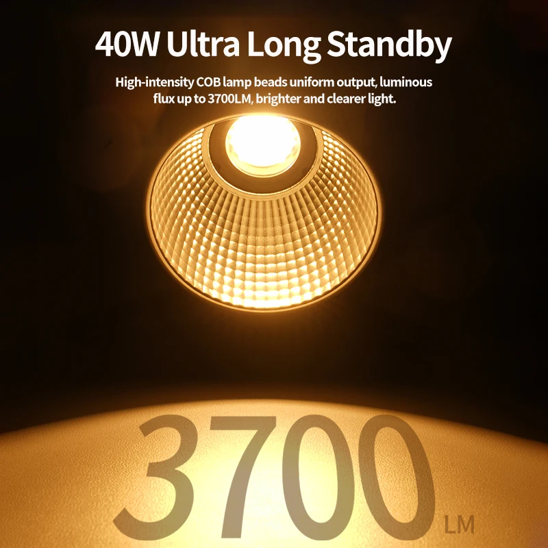 Forzago S60-40W 이색 COB 사진 스튜디오 조명, 휴대용 LED 비디오 조명, 비디오 라이브 스트리밍용, 2500K-6500K, 3400mAh