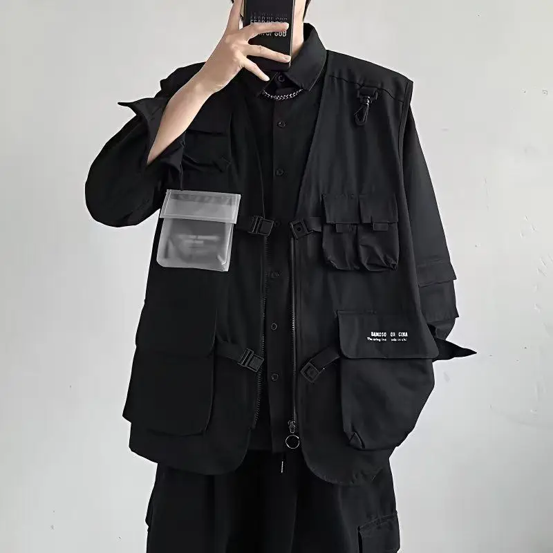 Loose Fashionable Pocket Vest Fishing Travel Jacket Men'S Outdoor Multi Pocket Japanese Workwear Functional Summer Fishing Gear