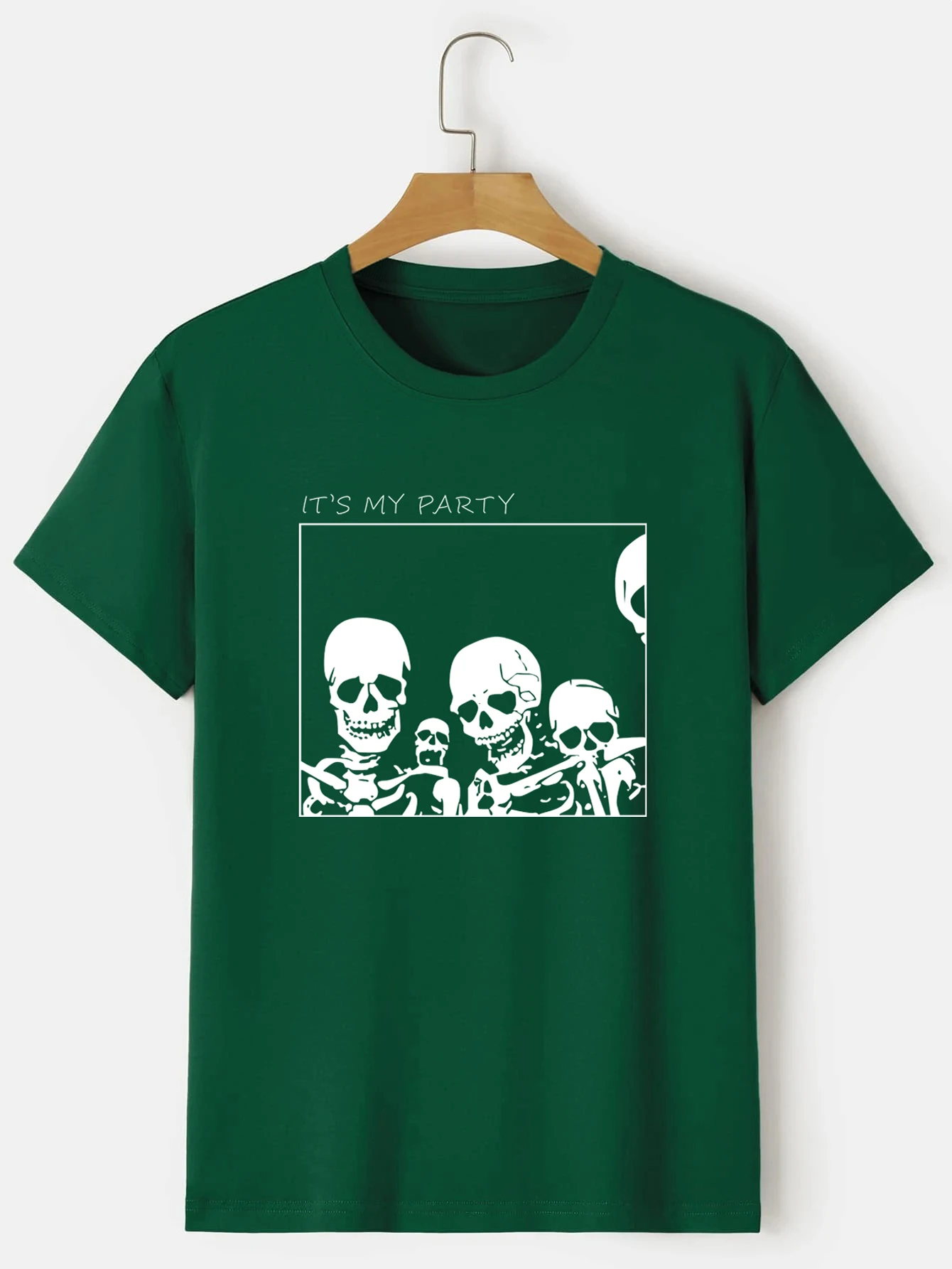 Men's Skull Graphic Loose Casual Short Sleeve Couple T-shirt_voghion.com