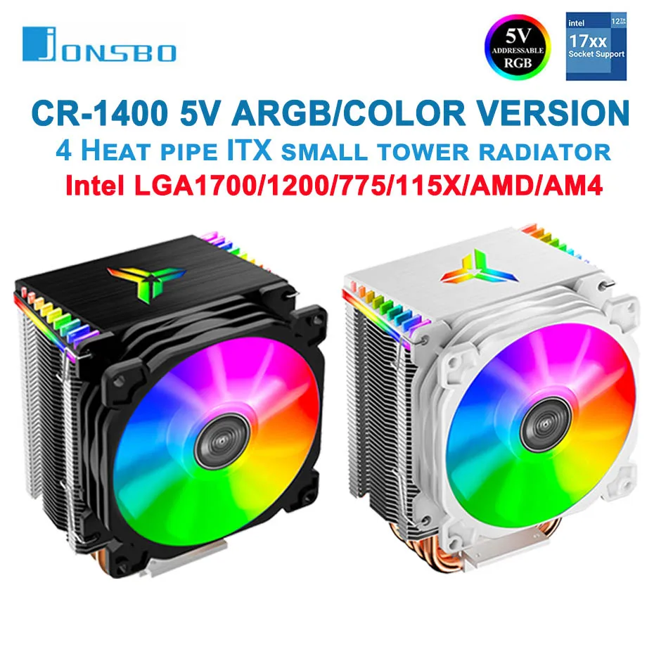 Jonsbo Cr1400 Argb 4 Heat Pipe Tower 5v 3 Pin Cpu Cooler Itx Air