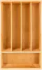 Bamboo Flatware Organizer 5-slot, 13.5" x 8.25", Natural, Fit in any size of drawer, great for spoons, forks, knives, scissors, 1