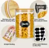 7 Pack Thicker Glass Food Storage Jars with Airtight Bamboo Lids, Clear Glass Storage Containers, Glass Canisters Set for Pasta, 4