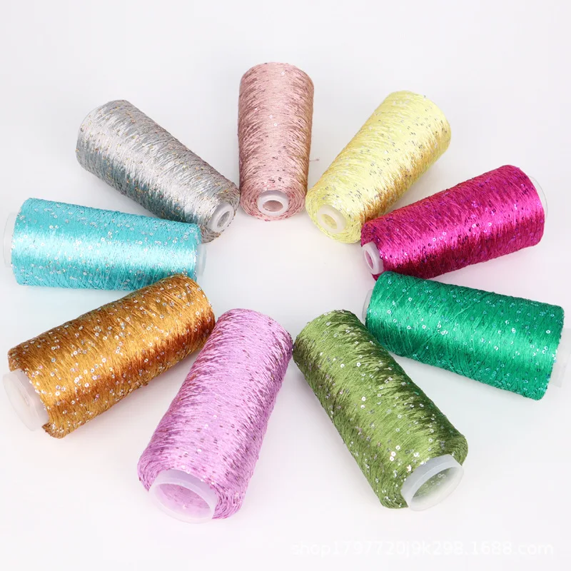 여름 아이스 실크 스팽글 원사, 특수 Mercerized 라인, DIY 손 뜨개질 실, 인형 스웨터, 공예품, 2mm, 250g