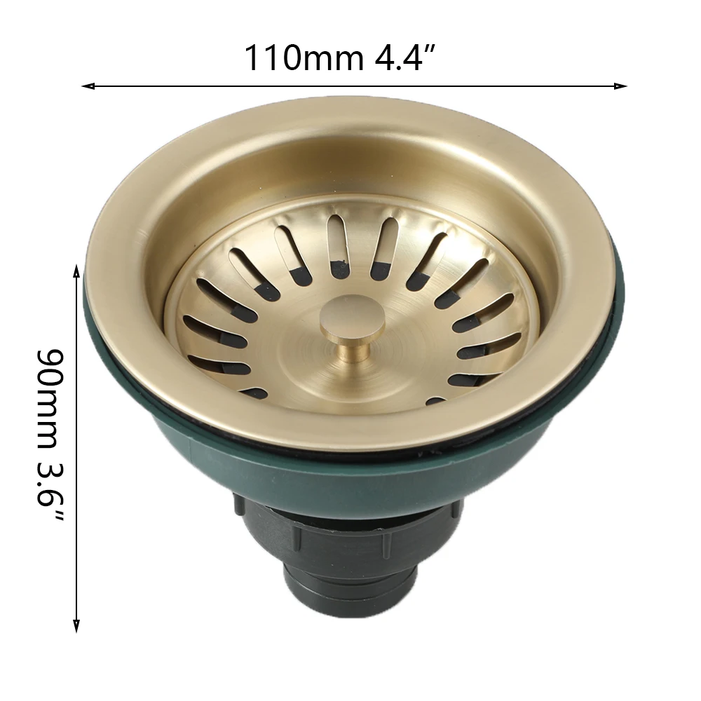 OUBONI Antique Brass Kitchen Basin Accessories Stainless Steel Kitchen Strainer Drain Sink Waste Filter Plug