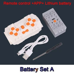 Advanced Electronic Building Block Accessories - Micro-Motor RC Parts for Creative DIY Car Bricks and Kids Toys (Battery set A)