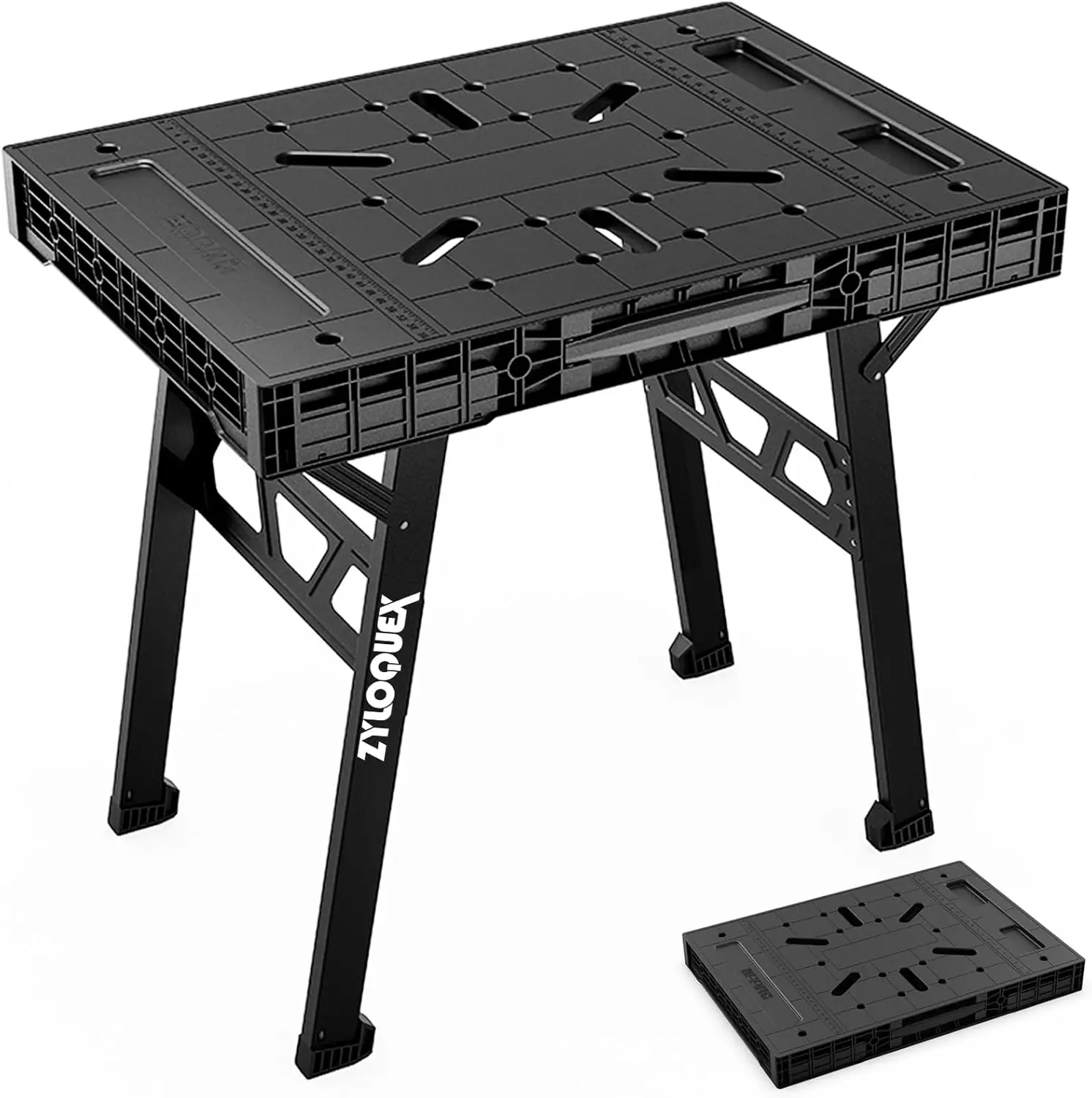 Foldable Workbench 34"W x 25"D Portable Table with 1650LBS Capacity for Garage Workshop Home Black