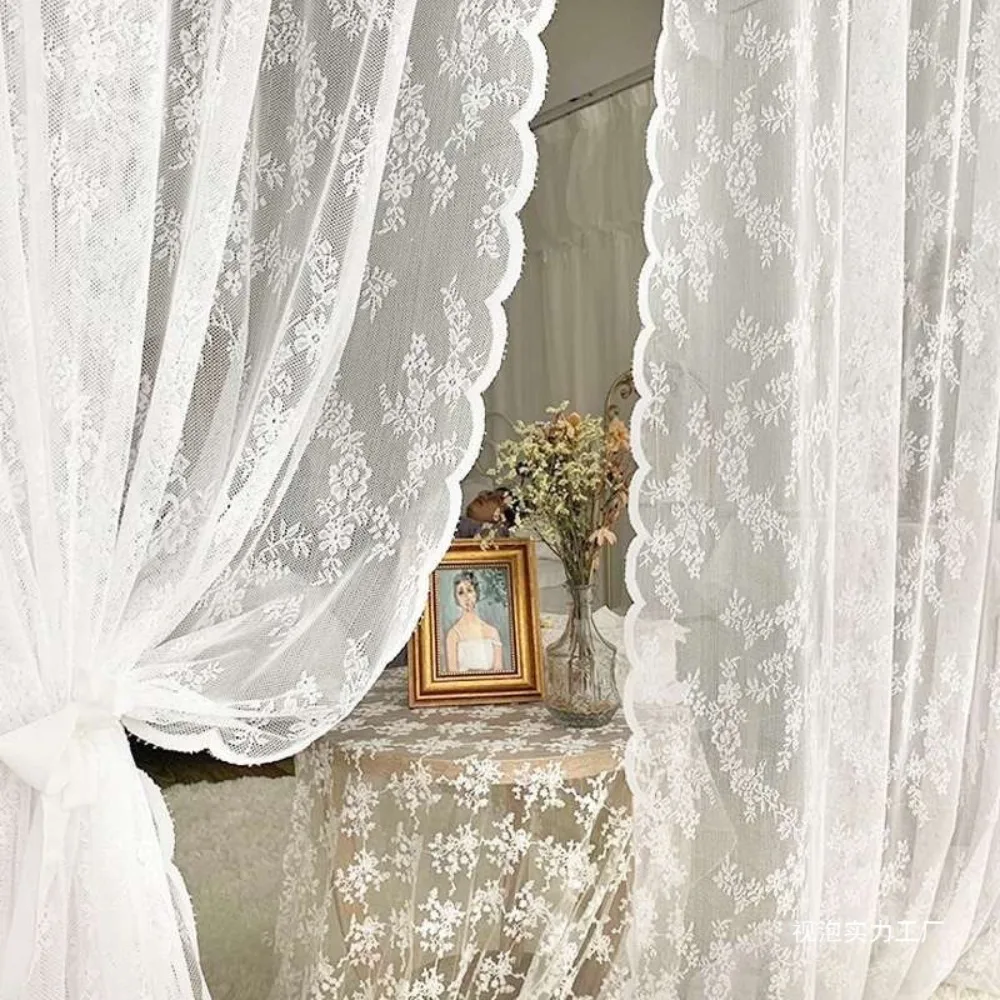 Romantic Embroidery Floral Lace Curtain 5