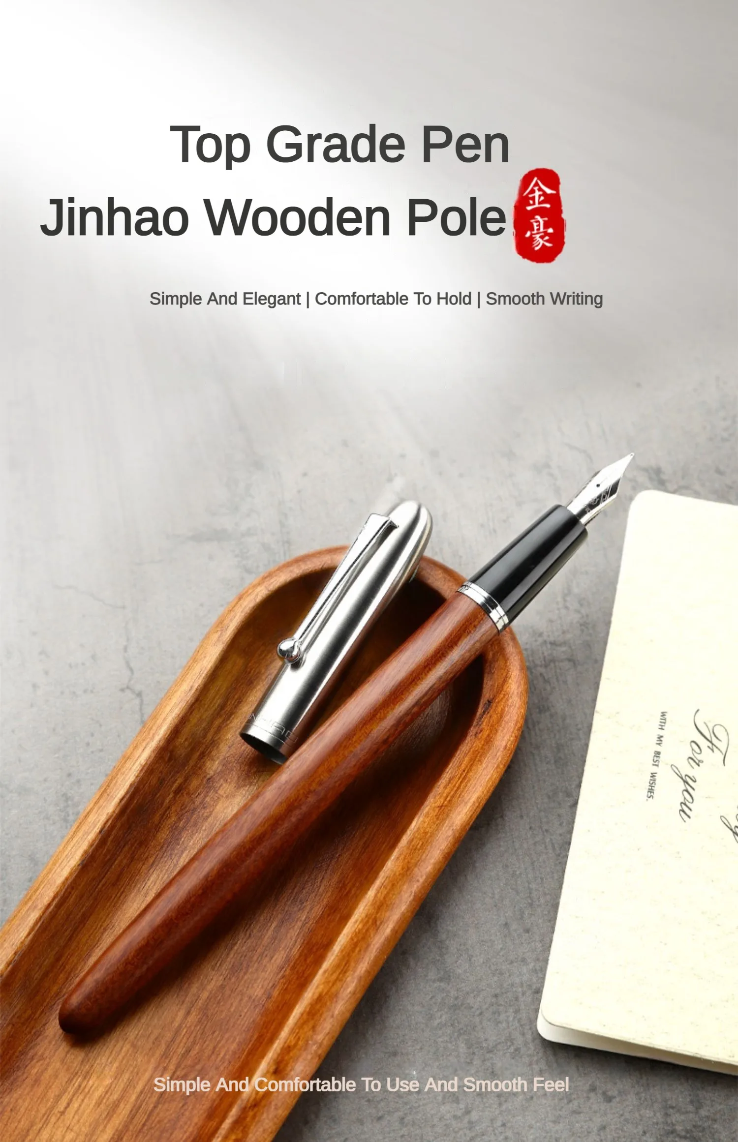 JINHAO 51A Fountain Pen 0.38mm F Nib Ink Pens Wooded Pen for
