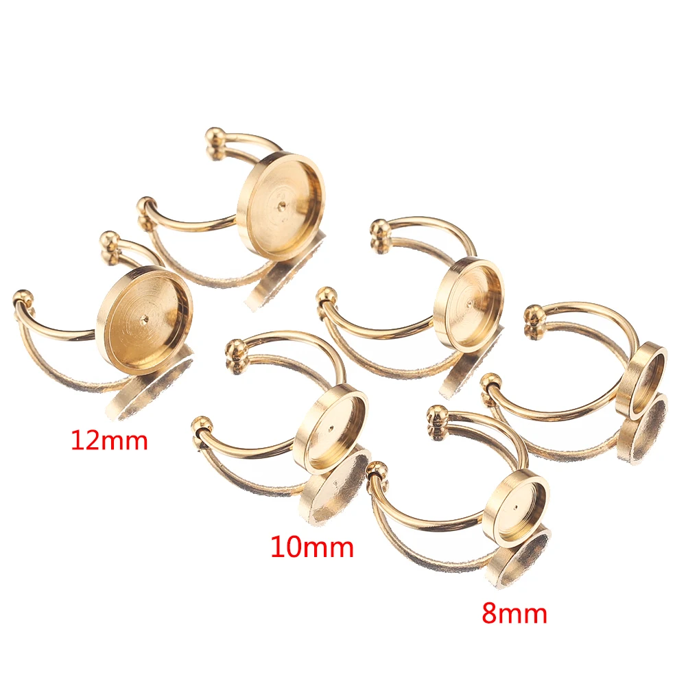 10pcs Adjustable Rings Base Stainless Steel Ring Settings Blank For Resin Glass Cabochons Bezels Supplies Jewelry Making Finding