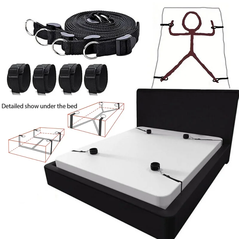 BDSM Bed Restraints Kit Wrist Leg Restraint SystemHand & Ankle Cuff Bed Restraints Sex Bondage Position SupportSling Sex Play Sex Toys Sex Bondage Toys