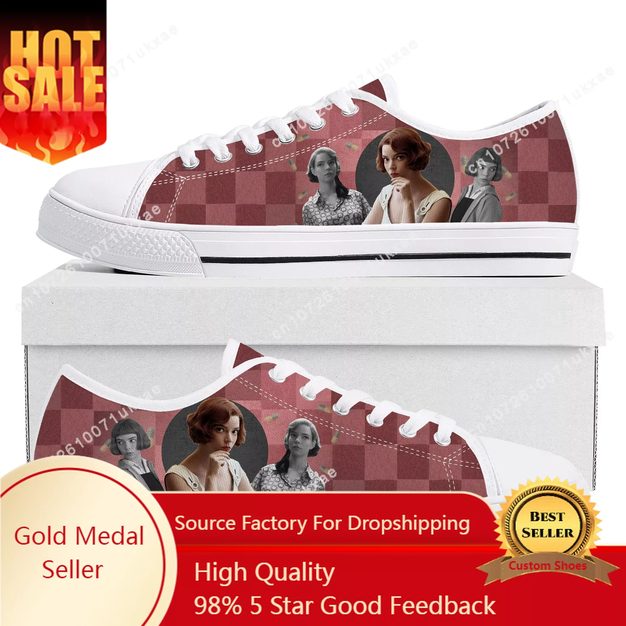 

The Queens Gambit Low Top Sneakers Mens Womens Teenager High Quality Beth Harmon Canvas Sneaker couple Casual Shoes Custom Shoe