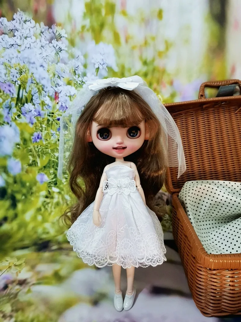 

Одежда для куклы Dula, белое газовое платье Blythe ob24 ob22 Azone Licca ICY jerfish 1/6, аксессуары для шарнирных кукол, бесплатная доставка