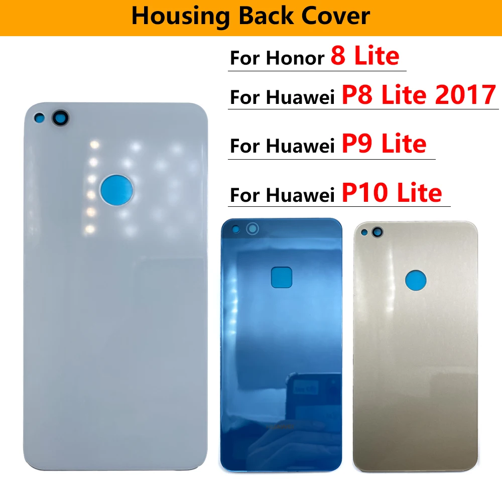 

For Huawei P8 Lite 2017 / P9 Lite / P10 Lite Back Cover Housing Case Door With Adhesive Sticker Replacement Rear Battery Cover