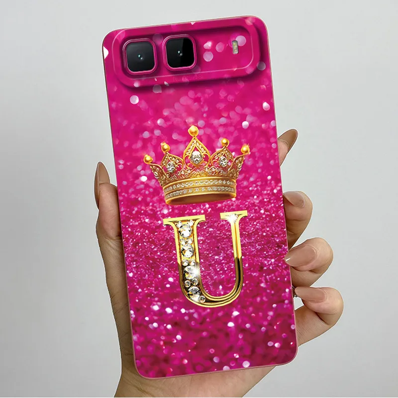Crown Initial Letters Soft Phone Case with Camera Protection Back Cover
