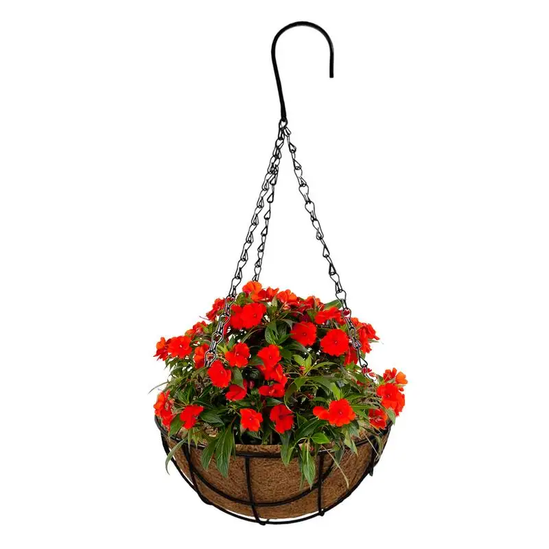 

Hang Plant Pots Outdoor Green Plant Basket Metal Hanging Potters With Coconut Coir Fiber Liner Garden Plant Baskets for yard