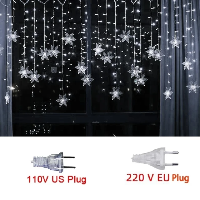 thumbnail image 1 of Christmas Lights Outdoor Decoration Hanging Led Snowflake Lights Curtain String Lights Party Garden Eaves Decoration., 1 of 5