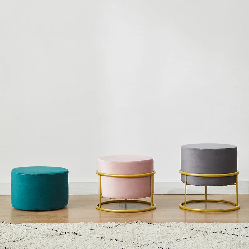 Furniture Mobile Round Stools Kitchen Stool Creative Chair For Leisure Nordic Shoe Changing Stool Flannel Seat Home Accessories