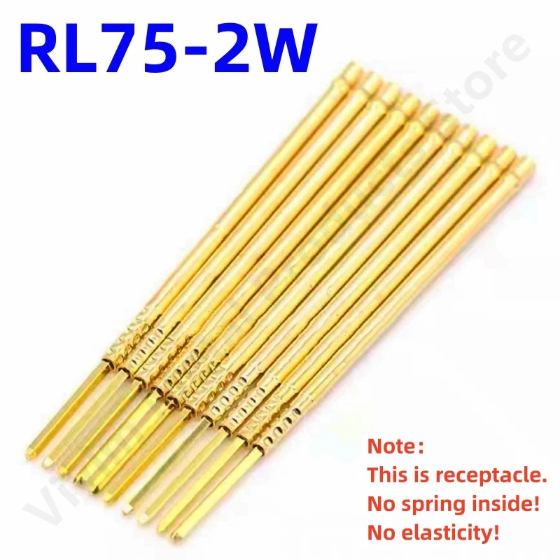 

100PCS RL75-2W Test Pin PL75-B1 Receptacle Brass Tube Needle Sleeve Seat Wire-wrap Probe Sleeve 38.2mm Outer Dia 1.32mm