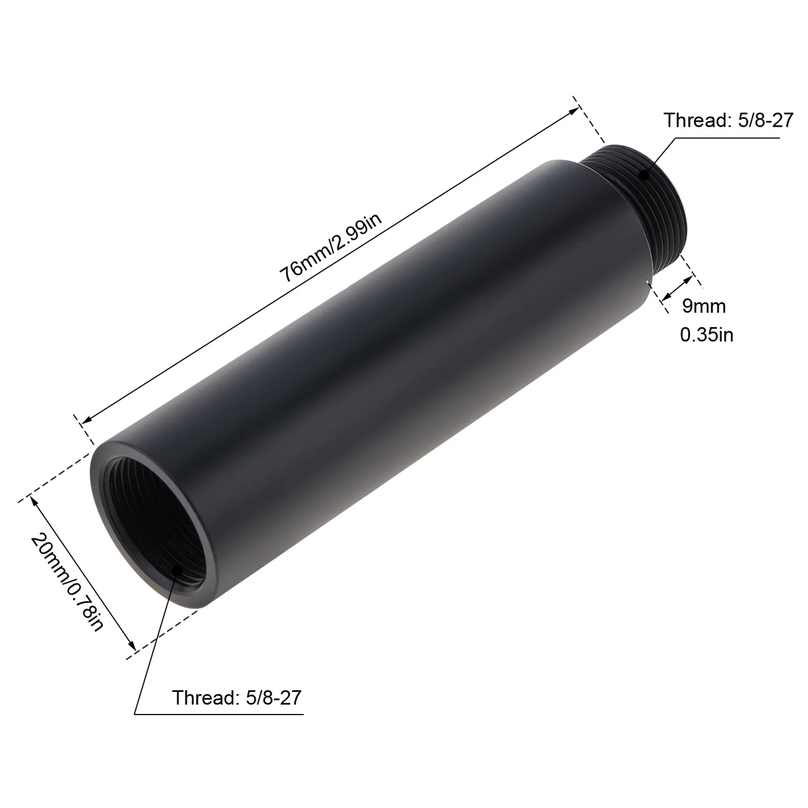 Microphone Stand 5/8 Inch Threaded Extension Screw Boom Tubes for Desk Stand Arm Bracket Mount