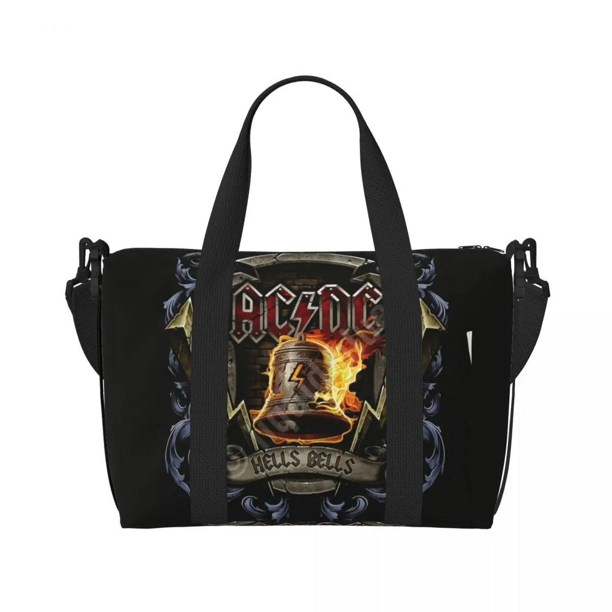 AC DC Rock Roll Band Tote Bag Women Large Capacity Australian Band Star Beach Gym Shoulder Travel Bag