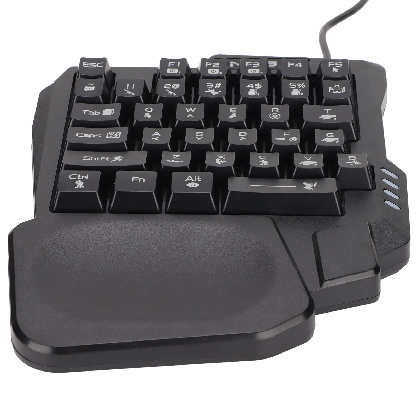 One-Handed Anti-Slip Backlit Gaming Keyboard - Black, 35 Keys