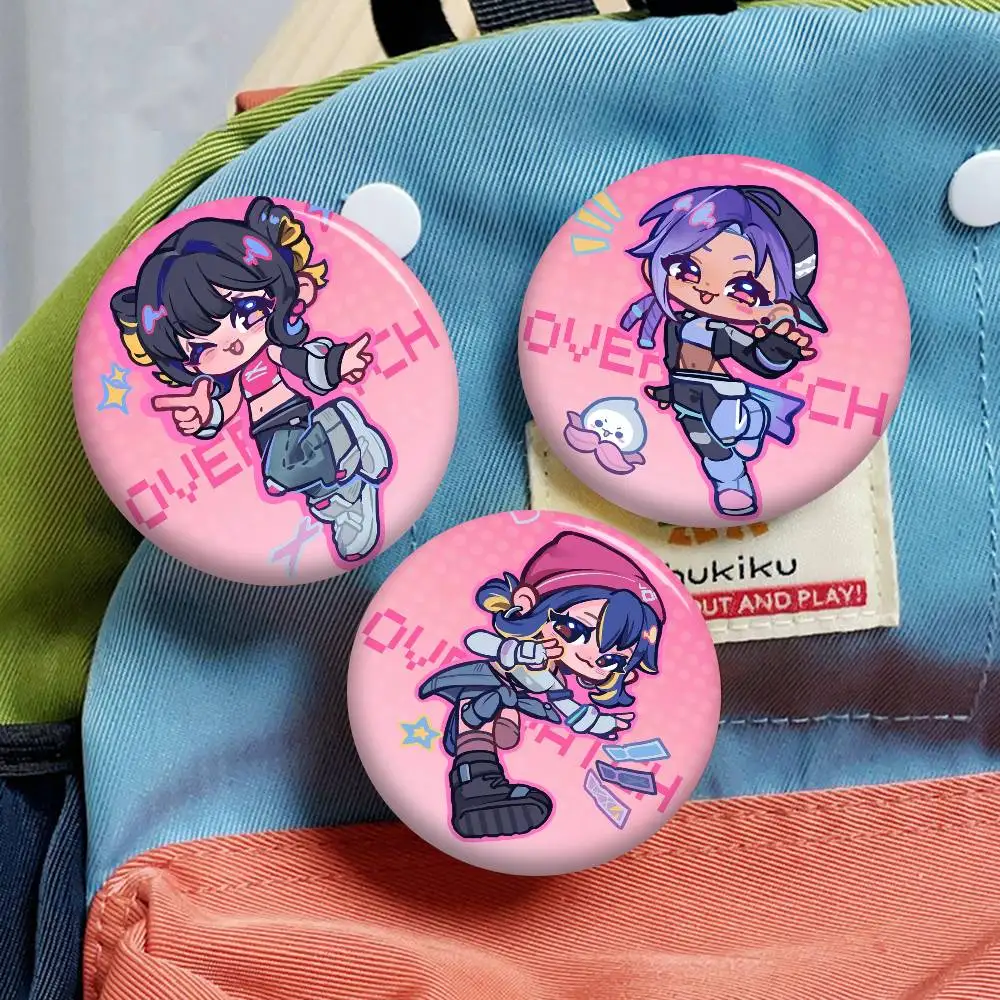 Overwatch Slogan Round Button Pins – Creative Brooches for Backpacks & Clothes, Fashion Cartoon Jewelry Gifts