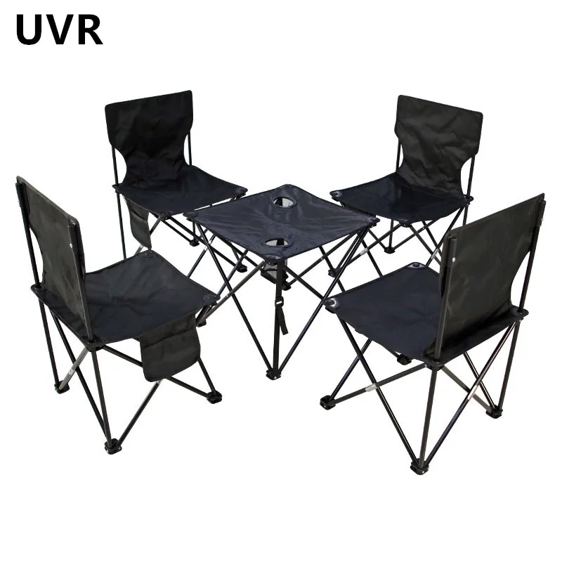 UVR New Folding Camping Table and Chairs Family Travel Portable Table and Stool Oxford Cloth Outdoor Picnic Table and Chairs Set
