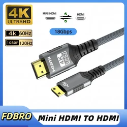Ultra HD High - Speed Braided HDMI Cable - 4K@60Hz, 2K@120Hz, Bi - Directional Connection - 3m (Mini HDMI to HDMI)