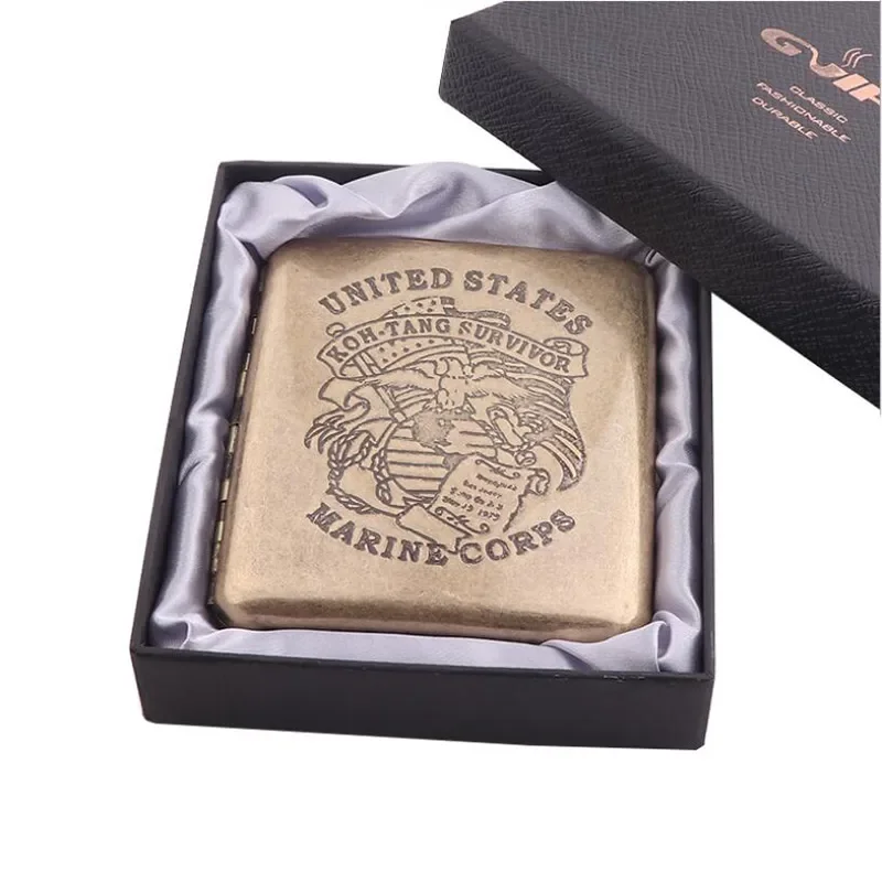 Elegant Vintage Metal Cigarette Case with Gift Box - Pocket Storage