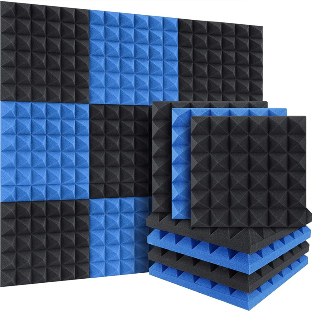 

24Pcs/Pack Mixed 12"x12"x2" Studio Pyramid Acoustic Foam Panels Sound Absorbing KTV Drum Room Soundproof Foam Wall Sponge Pads