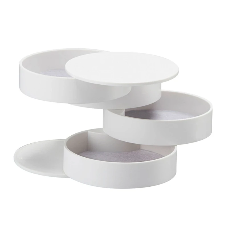 

Jewelry Rotating Storage Box Multi-Layer Flannel Dust-Proof Storage Box Earrings Necklace Ring Storage Box White
