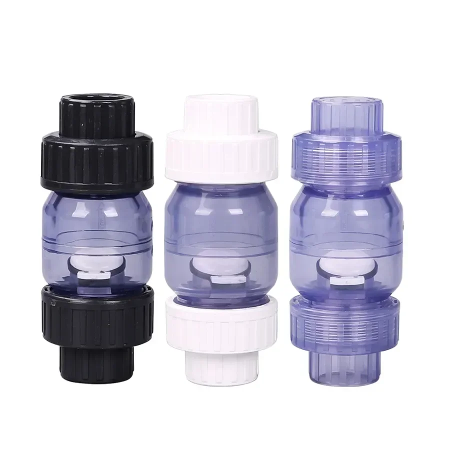 

25mm 32mm Transparent Check Valve PVC One Way Non Return Valve Pipe Fitting Water Connector For Garden Irrigation Aquarium