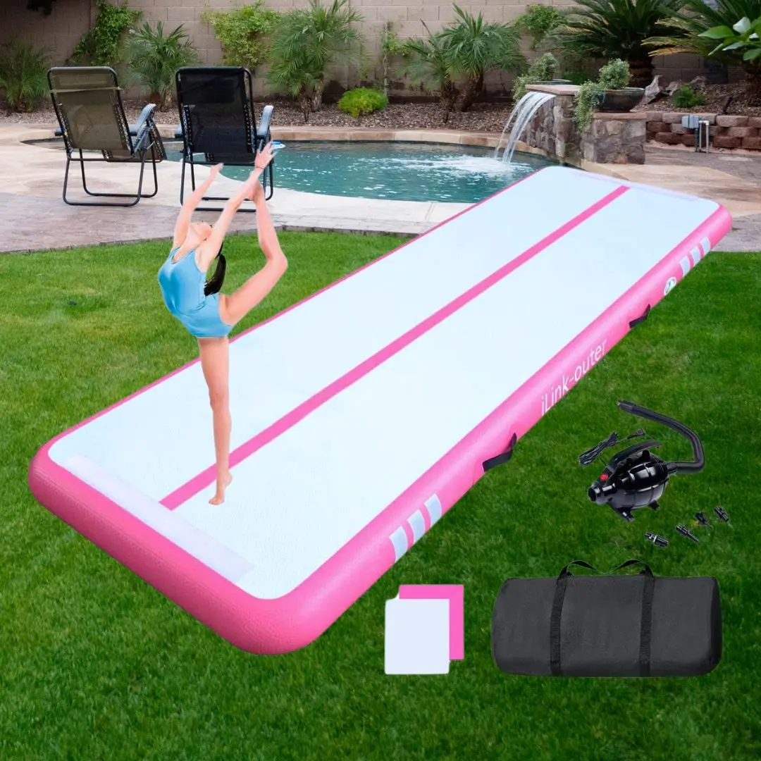 Tumbling Track Mat Thickness Inflatable Gymnastics Mats Air Mat Tumble Track, Air Floor Training Mats with Pump for Kids Gym