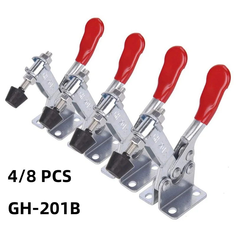 

4/8PCS Red Toggle Clamp GH-201B 100kg Quick Release Tool Horizontal Clamps Hand New Heavy Duty Tooling Accessory