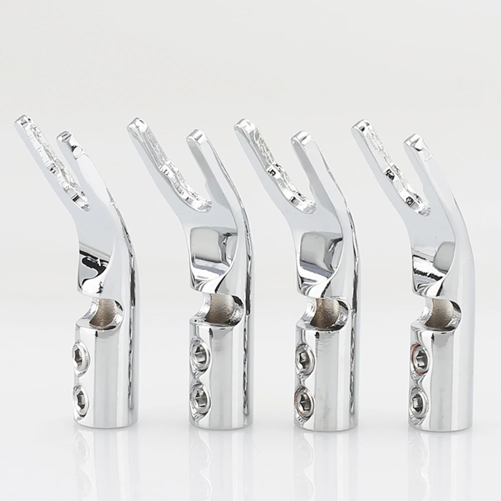 HIFI 8PCS 바나나 Y 스페이드 U/Y 골드/로듐 도금 순수 구리 나사 포크 HiFi 스피커 스페이드 커넥터 플러그