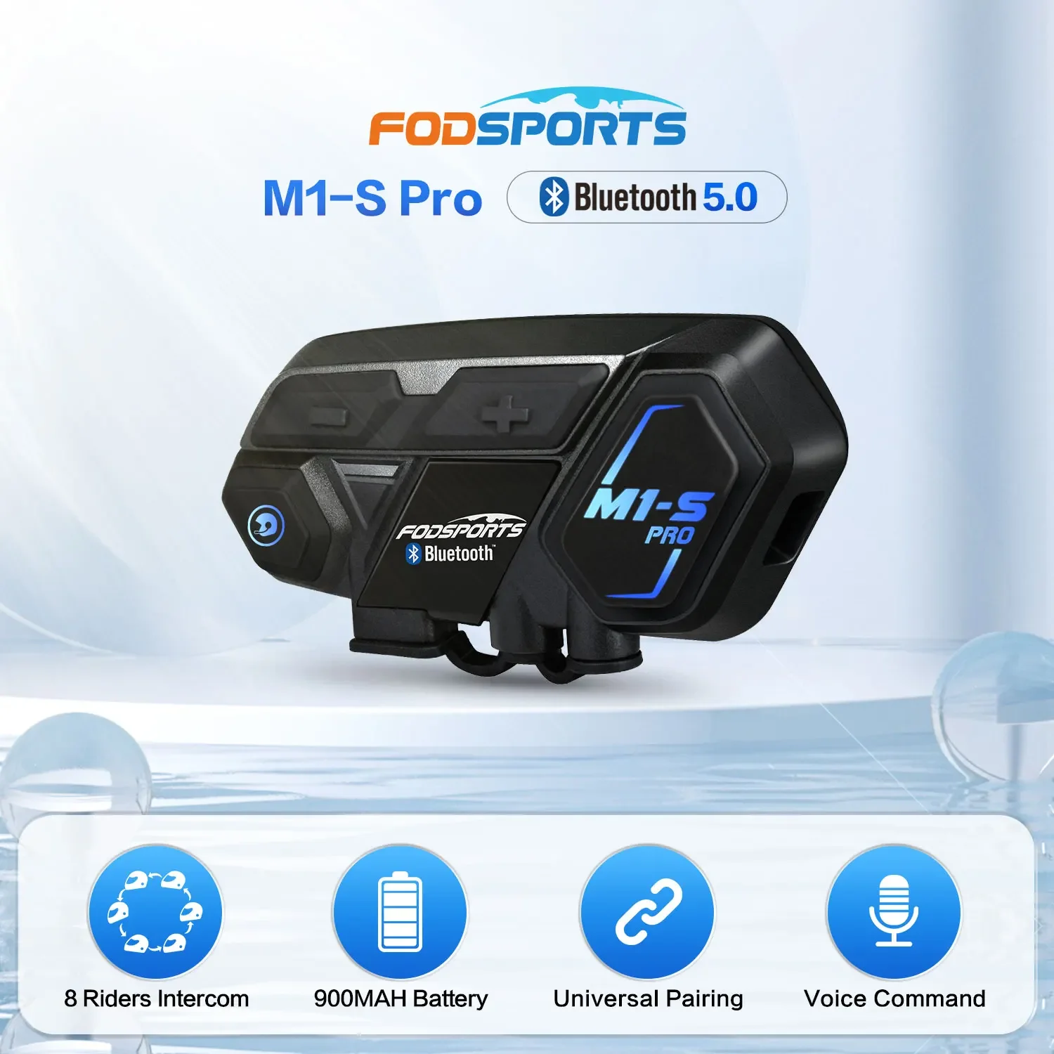 Fodsports M1-S Pro Motorcycle Intercom Helmet Bluetooth Headset Moto BT Interphone 8 Riders 2000M