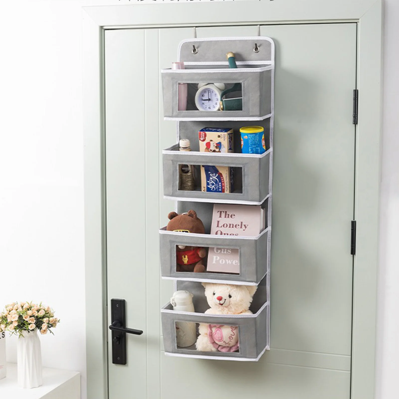 1pc, Door Mounted Storage Rack, Wall Mounted Fabric Storage Room Storage Space Suitable For Storage In Cabinets, Bathrooms 4