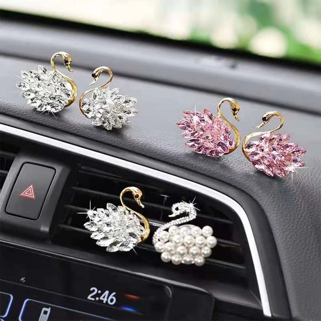 Atsafepro Swan Car Dashboard Decorations Air Outlet Aromatherapy Pearl  Rhinestone Car Ornament Car Stuff for Women