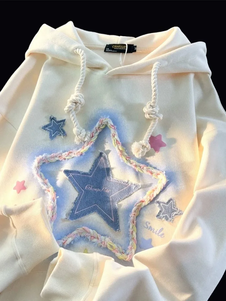 

Deeptown Y2k Star Hoodie Women American Retro Harajuku Hooded Sweatshirt Pullovers High Street Long Sleeve Top 2023 Autumn