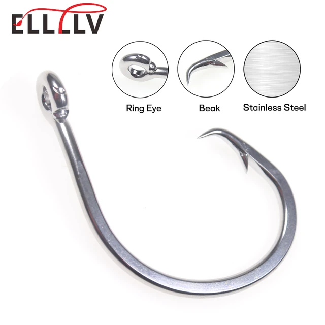 Elllv 6/0 - 18/0 Saltwater Fishing Stainless Steel Circle Hook Big Game  Bait Hook for