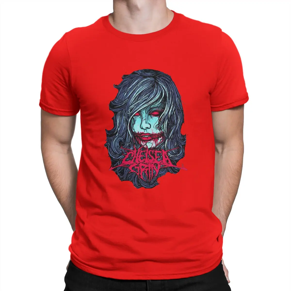 thumbnail image 1 of Camiseta de hombre "Girl Of The Blues" Chelsea Grin, algodón puro, divertida, manga corta, cuello redondo, nueva llegada., 1 of 7