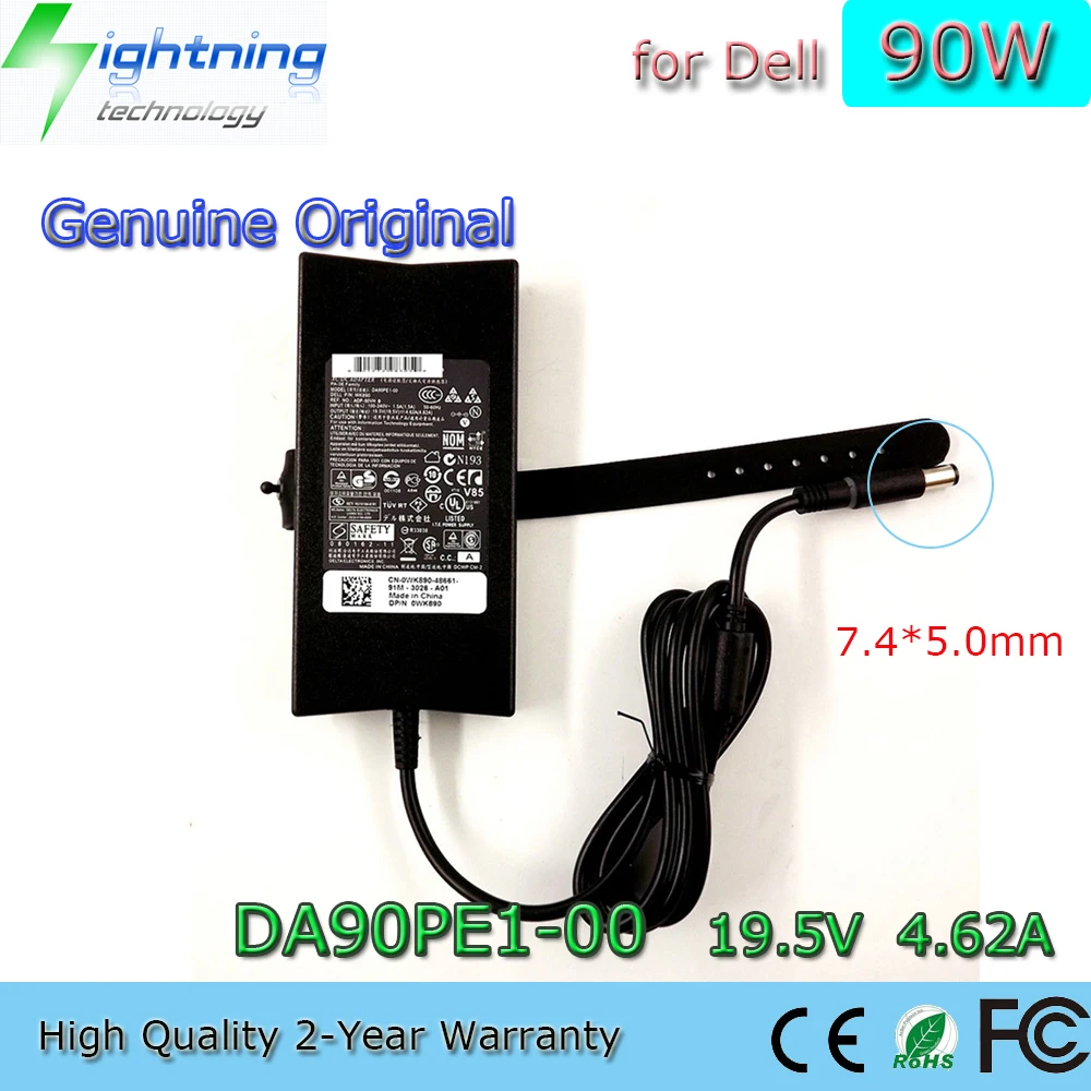 

New Genuine Original 90W 19.5V 4.62A PA-3E Slim 7.4*5.0mm Laptop AC Adapter for Dell Inspiron DA90PE1-00 ADP-90VH B