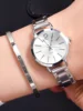 Ladies Fashion Simple Digital Alloy with Quartz Watch Bracelet 2pcs Set Luxury Women Simple Dial Ladies Watches 4