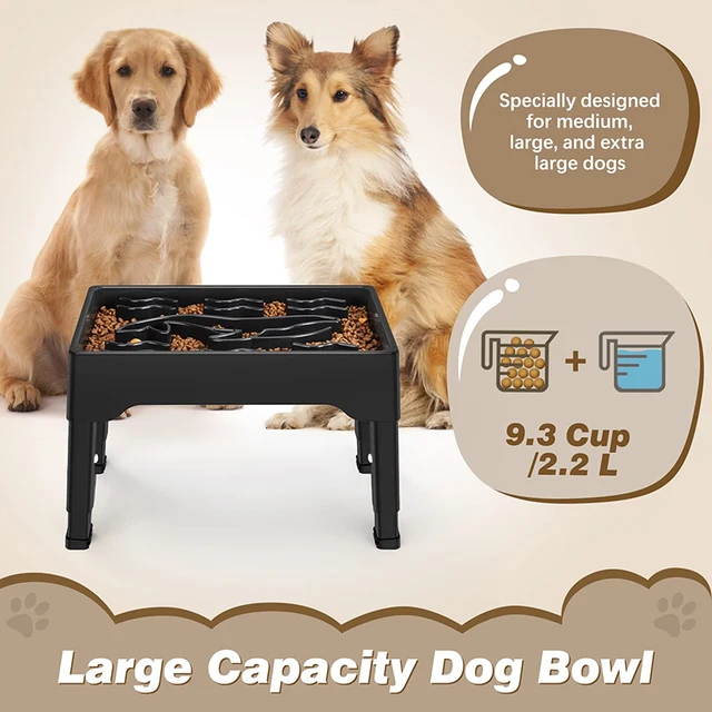 Benepaw Elevated Dog Bowls Adjustable Height Raised Slow Feeder No Choking  Non-Slip Puppy Cat Food Dish 2.2L Large Capacity - AliExpress